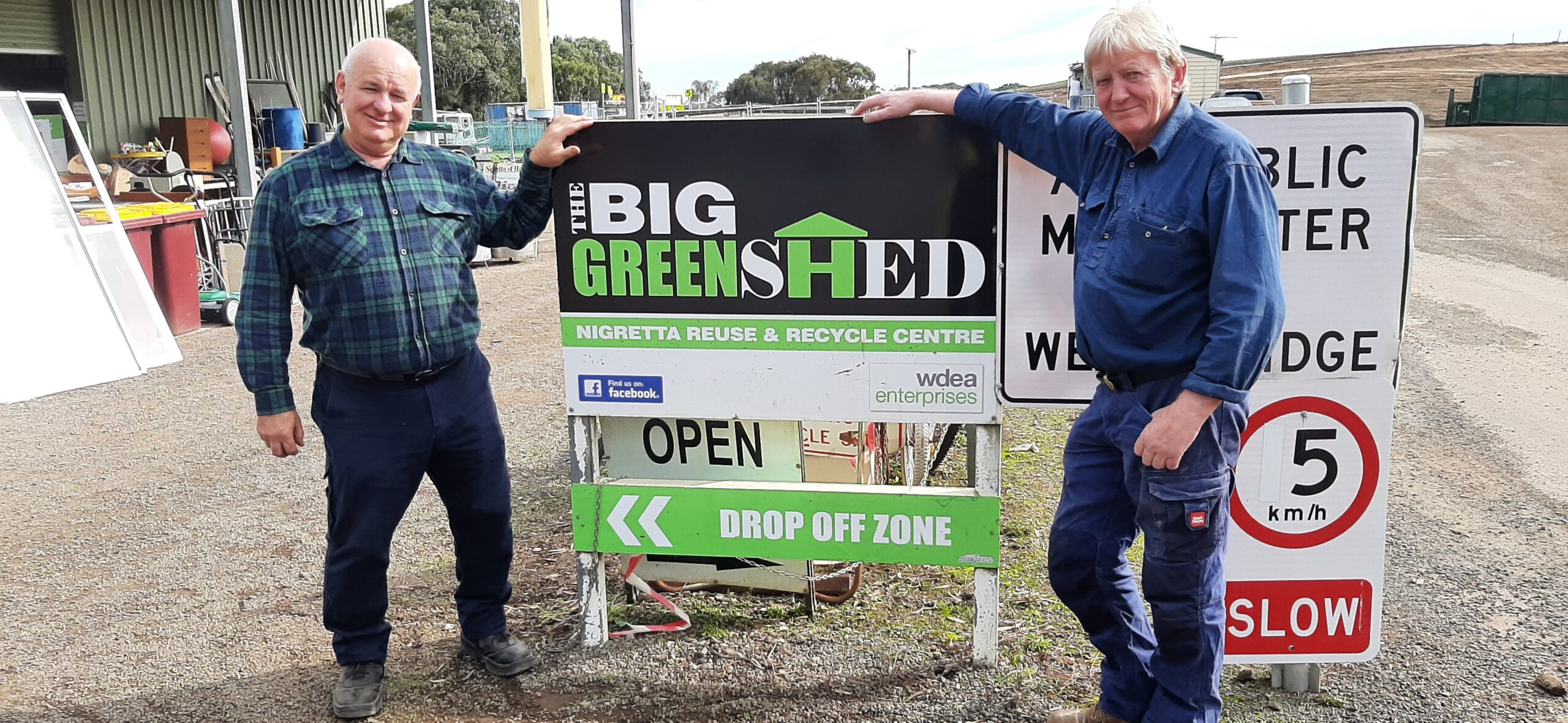 Gary & Wayne out the front of the Big Green Shed
